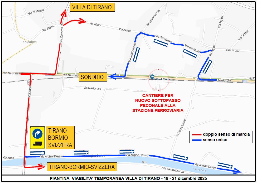 Lavori per il sottopasso chiudono la Statale 38