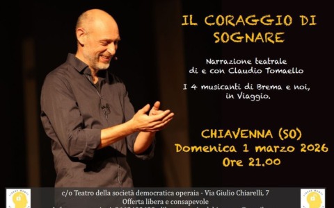 Claudio Tomaello presenta “Il coraggio di sognare” al Teatro della Società Democratica Operaia di Chiavenna