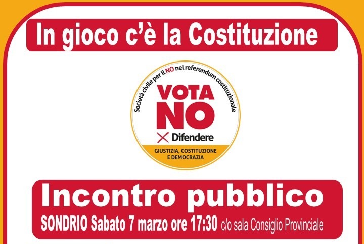 Incontro pubblico a Sondrio: il NO al referendum sulla giustizia