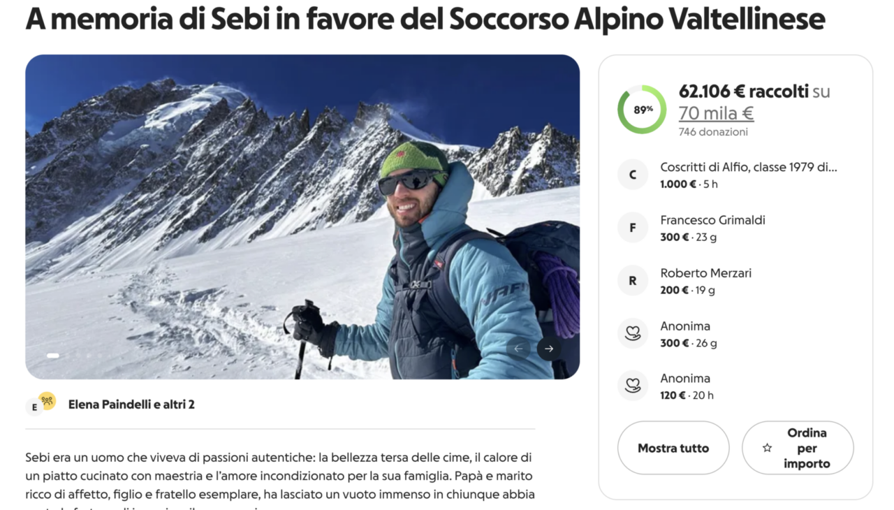 Solidarietà per Sebastiano Erba: raccolti fondi per il soccorso alpino